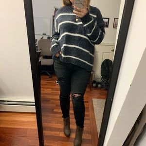 Gray/Grey white strip sweater